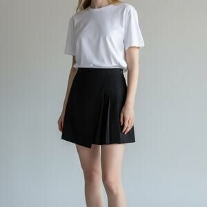 Aqua Asymmetric Pleated Mini Skort NWT Women's Sz L Black Dark Academia Y2K